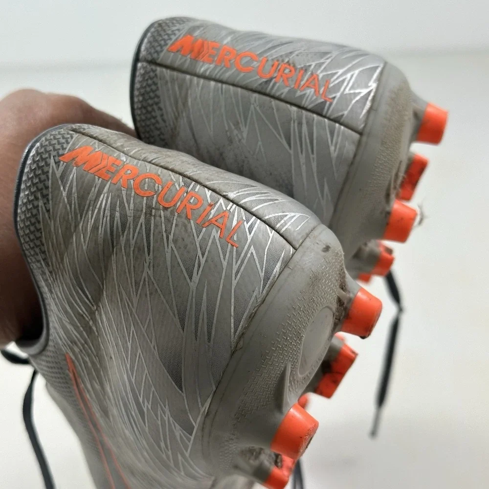 Nike Mens 9.5 Vapor 12 Academy FG/MG AH7375 408 Shoes‎ Gray Orange Soccer Cleats